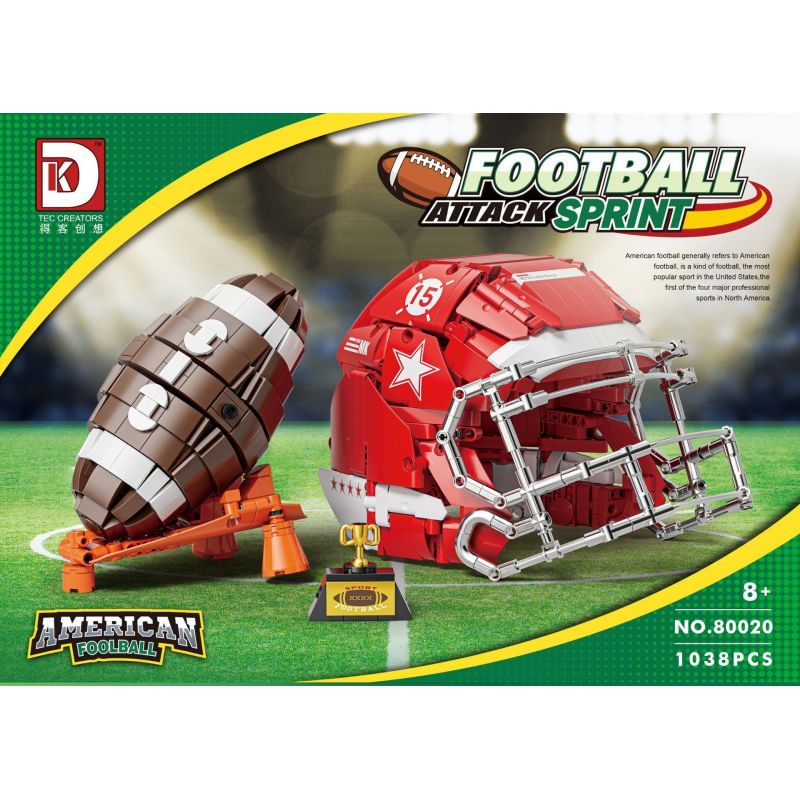 DK 80020 BÓNG ĐÁ bộ đồ chơi xếp lắp ráp ghép mô hình Creator AMERICAN FOOLBALL Sáng Tạo 1038 khối