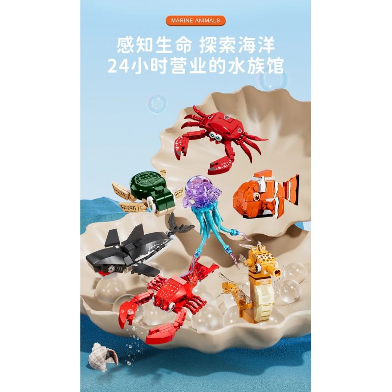 FORANGE FC8153 8153 BỘ SƯU TẬP MINI 12 LOẠI ĐỘNG VẬT BIỂN YINY bộ đồ chơi xếp lắp ráp ghép mô hình Creator Sáng Tạo 679 khối