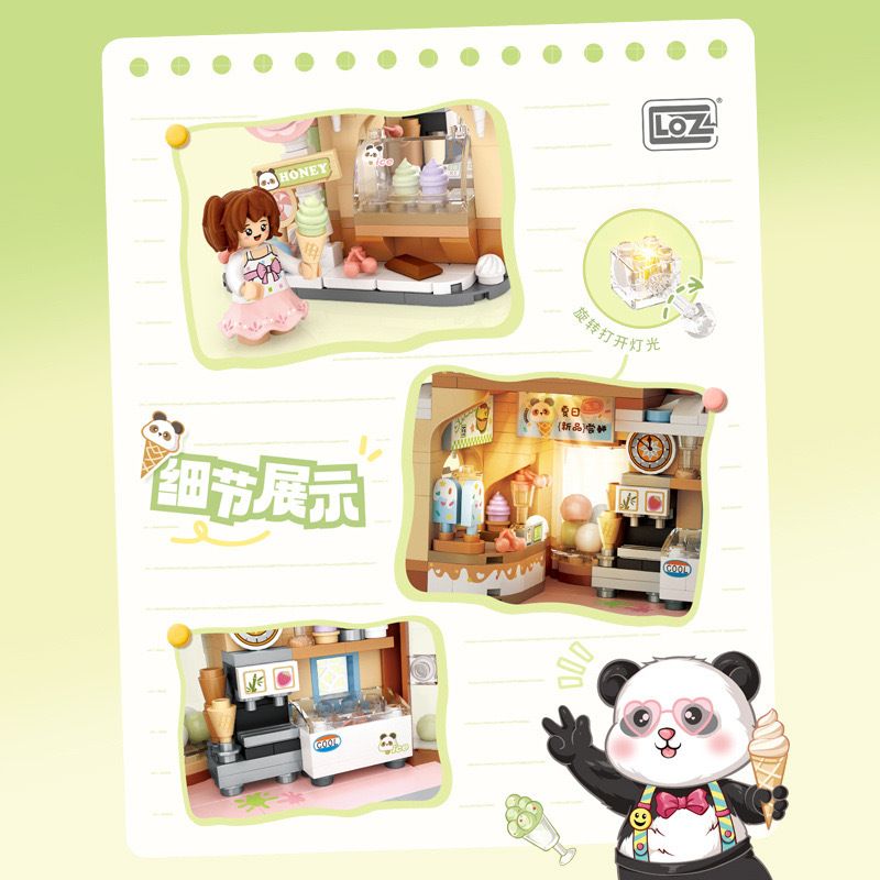 LOZ 1380 NHÀ KEM bộ đồ chơi xếp lắp ráp ghép mô hình 884 khối