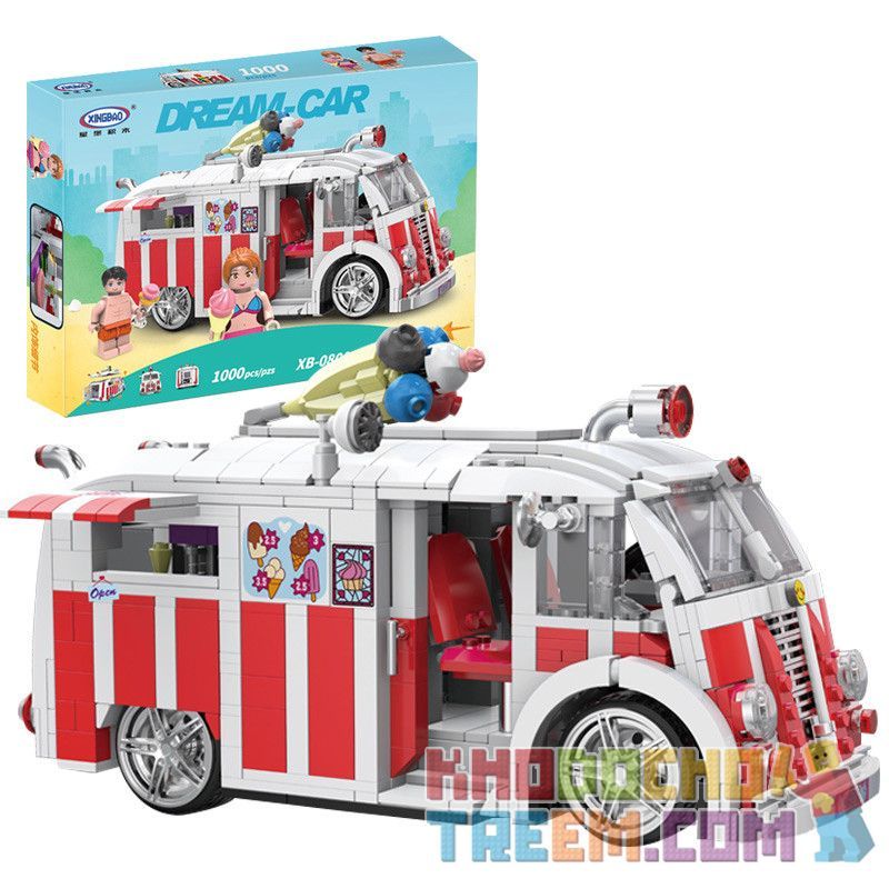 XINGBAO XB-08004 08004 XB08004 non  XE BÁN KEM LƯU ĐỘNG bộ đồ chơi xếp lắp ráp ghép mô hình Creator 冰淇凌车 Sáng Tạo 1000 khối