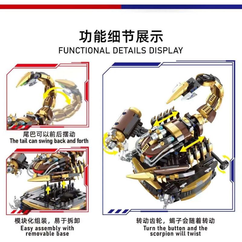 SMALL ANGLE JD069 BỌ CẠP CƠ KHÍ bộ đồ chơi xếp lắp ráp ghép mô hình MACHINE SCORPION 1316 khối