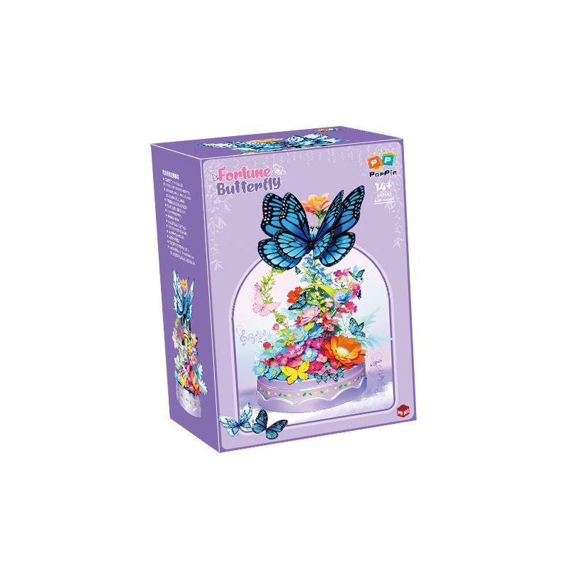 ZHEGAO 663502 HỘP NHẠC BƯỚM MAY MẮN bộ đồ chơi xếp lắp ráp ghép mô hình Arts & Crafts FORTUNE BUTTERFLY 650 khối