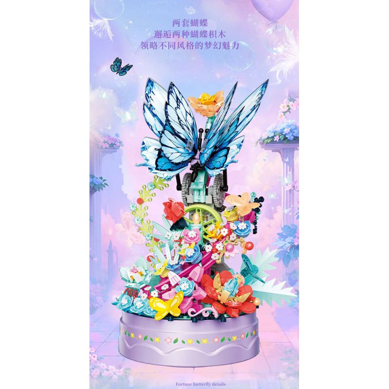ZHEGAO 663502 HỘP NHẠC BƯỚM MAY MẮN bộ đồ chơi xếp lắp ráp ghép mô hình Arts & Crafts FORTUNE BUTTERFLY 650 khối