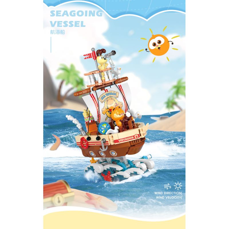 FEMIBOX S44074 44074 GIA ĐÌNH GARFIELD DU LỊCH VÒNG QUANH THẾ GIỚI KHINH KHÍ CẦU TUYỆT VỜI bộ đồ chơi xếp lắp ráp ghép mô hình Movie & Game GARFIELD FAMILY FANCY HOT AIR BALLOON Phim Và Trò Chơi 432 khối