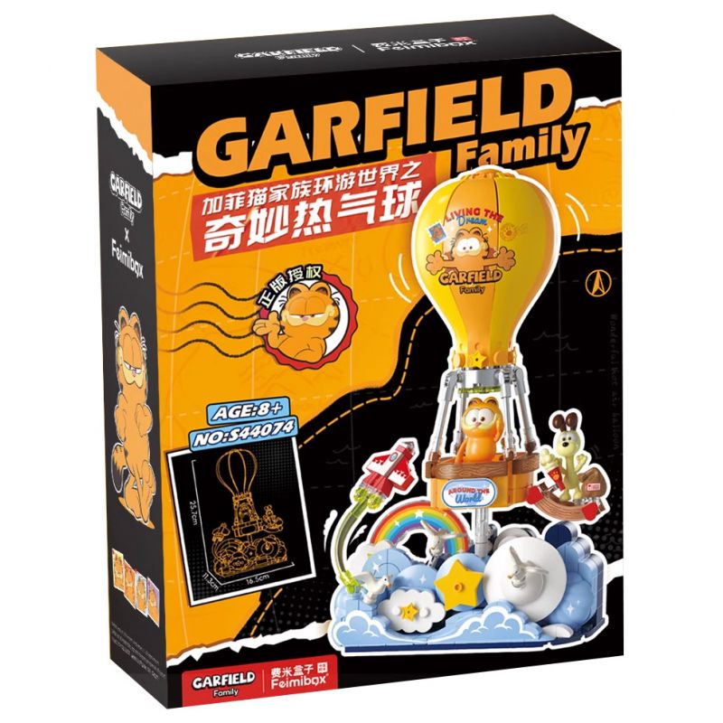 FEMIBOX S44074 44074 GIA ĐÌNH GARFIELD DU LỊCH VÒNG QUANH THẾ GIỚI KHINH KHÍ CẦU TUYỆT VỜI bộ đồ chơi xếp lắp ráp ghép mô hình Movie & Game GARFIELD FAMILY FANCY HOT AIR BALLOON Phim Và Trò Chơi 432 khối