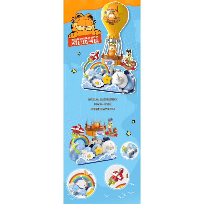 FEMIBOX S44074 44074 GIA ĐÌNH GARFIELD DU LỊCH VÒNG QUANH THẾ GIỚI KHINH KHÍ CẦU TUYỆT VỜI bộ đồ chơi xếp lắp ráp ghép mô hình Movie & Game GARFIELD FAMILY FANCY HOT AIR BALLOON Phim Và Trò Chơi 432 khối