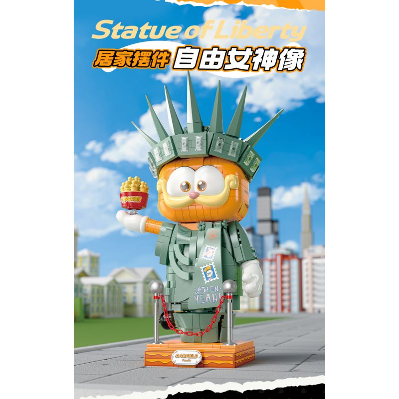 FEMIBOX S44072 44072 GIA ĐÌNH GARFIELD TƯỢNG NỮ THẦN TỰ DO bộ đồ chơi xếp lắp ráp ghép mô hình Movie & Game GARFIELD FAMILY STATUE OF LIBERTY Phim Và Trò Chơi 1033 khối