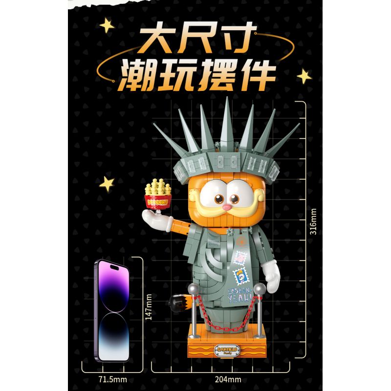 FEMIBOX S44072 44072 GIA ĐÌNH GARFIELD TƯỢNG NỮ THẦN TỰ DO bộ đồ chơi xếp lắp ráp ghép mô hình Movie & Game GARFIELD FAMILY STATUE OF LIBERTY Phim Và Trò Chơi 1033 khối