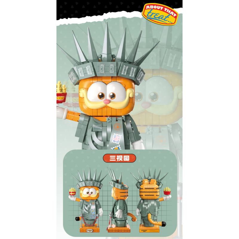 FEMIBOX S44072 44072 GIA ĐÌNH GARFIELD TƯỢNG NỮ THẦN TỰ DO bộ đồ chơi xếp lắp ráp ghép mô hình Movie & Game GARFIELD FAMILY STATUE OF LIBERTY Phim Và Trò Chơi 1033 khối