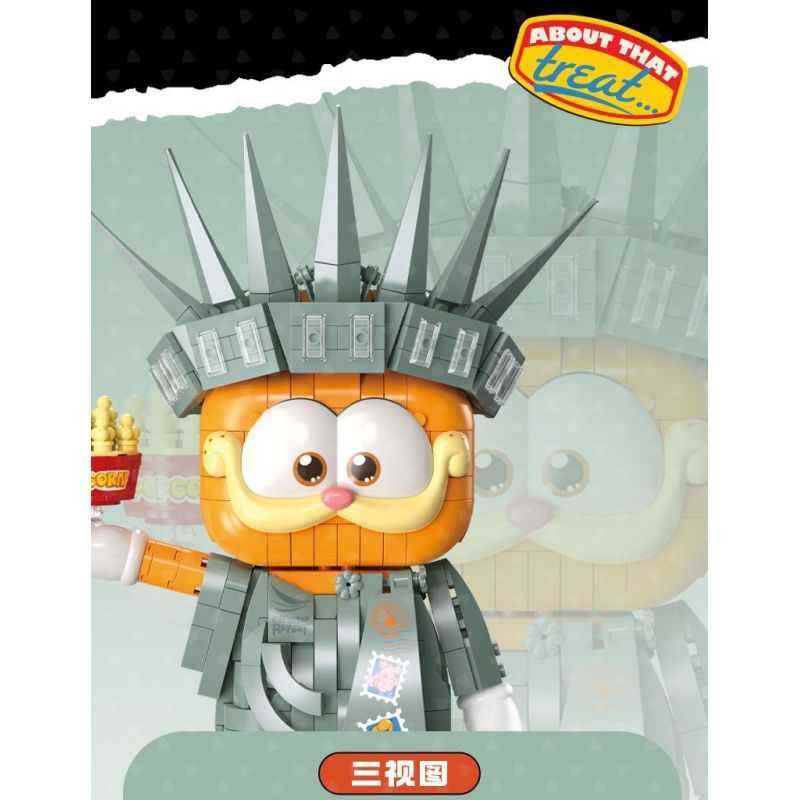 FEMIBOX S44072 44072 GIA ĐÌNH GARFIELD TƯỢNG NỮ THẦN TỰ DO bộ đồ chơi xếp lắp ráp ghép mô hình Movie & Game GARFIELD FAMILY STATUE OF LIBERTY Phim Và Trò Chơi 1033 khối
