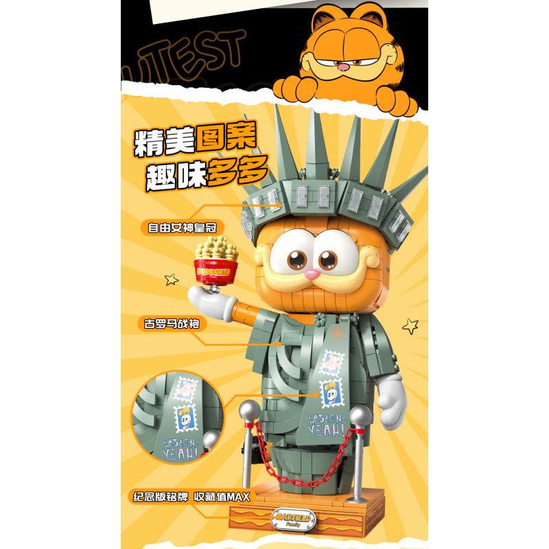 FEMIBOX S44072 44072 GIA ĐÌNH GARFIELD TƯỢNG NỮ THẦN TỰ DO bộ đồ chơi xếp lắp ráp ghép mô hình Movie & Game GARFIELD FAMILY STATUE OF LIBERTY Phim Và Trò Chơi 1033 khối