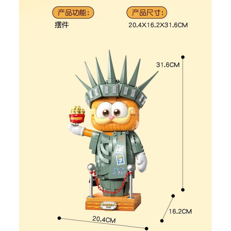 FEMIBOX S44072 44072 GIA ĐÌNH GARFIELD TƯỢNG NỮ THẦN TỰ DO bộ đồ chơi xếp lắp ráp ghép mô hình Movie & Game GARFIELD FAMILY STATUE OF LIBERTY Phim Và Trò Chơi 1033 khối