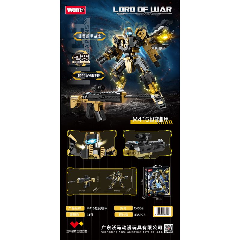 WOMA C4009 4009 LORD OF WAR SÚNG M416 BIẾN THÀNH MECHA bộ đồ chơi xếp lắp ráp ghép mô hình Military Army Quân Sự Bộ Đội 435 khối