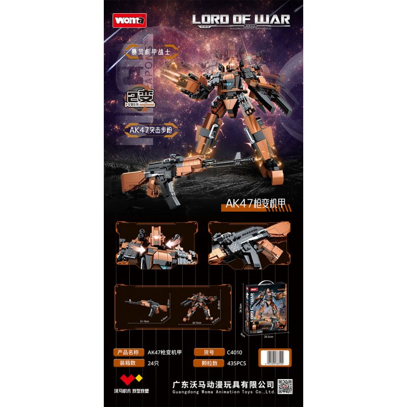 WOMA C4010 4010 LORD OF WAR SÚNG AK47 BIẾN THÀNH MECHA bộ đồ chơi xếp lắp ráp ghép mô hình Military Army Quân Sự Bộ Đội 435 khối