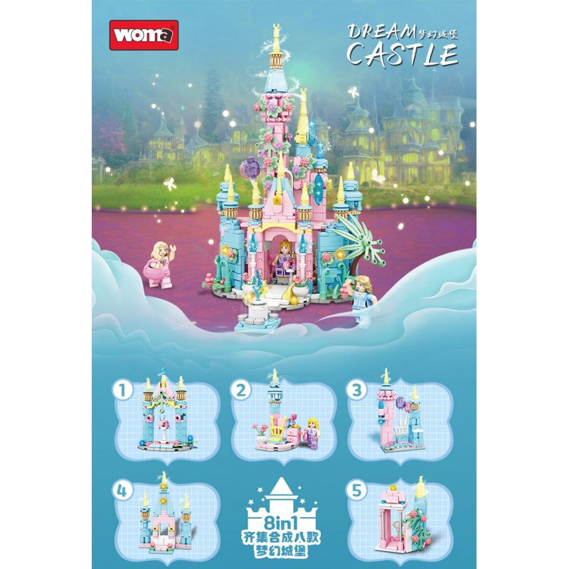 WOMA C0278 0278 LÂU ĐÀI MỘNG MƠ 8 TRONG 1 bộ đồ chơi xếp lắp ráp ghép mô hình DREAM CASTLE 666 khối