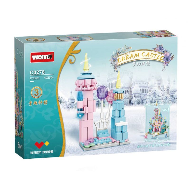 WOMA C0278 0278 LÂU ĐÀI MỘNG MƠ 8 TRONG 1 bộ đồ chơi xếp lắp ráp ghép mô hình DREAM CASTLE 666 khối
