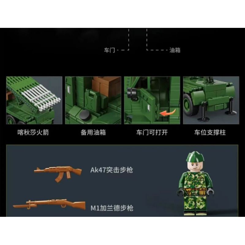 LE YI 66060 BỆ PHÓNG TÊN LỬA KATYUSHA bộ đồ chơi xếp lắp ráp ghép mô hình Military Army KATYUSHA ROCKET ARTILLERY Quân Sự Bộ Đội 428 khối