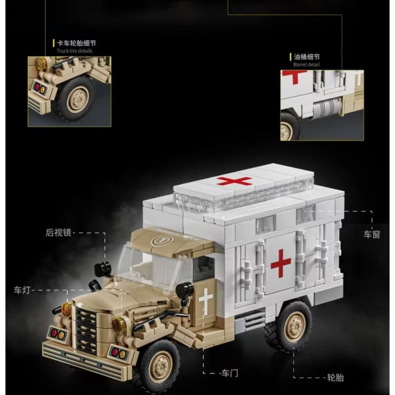 LE YI 66062 XE TẢI SÉT OPEL bộ đồ chơi xếp lắp ráp ghép mô hình Military Army OPEL BLITZ TRUCK Quân Sự Bộ Đội 432 khối