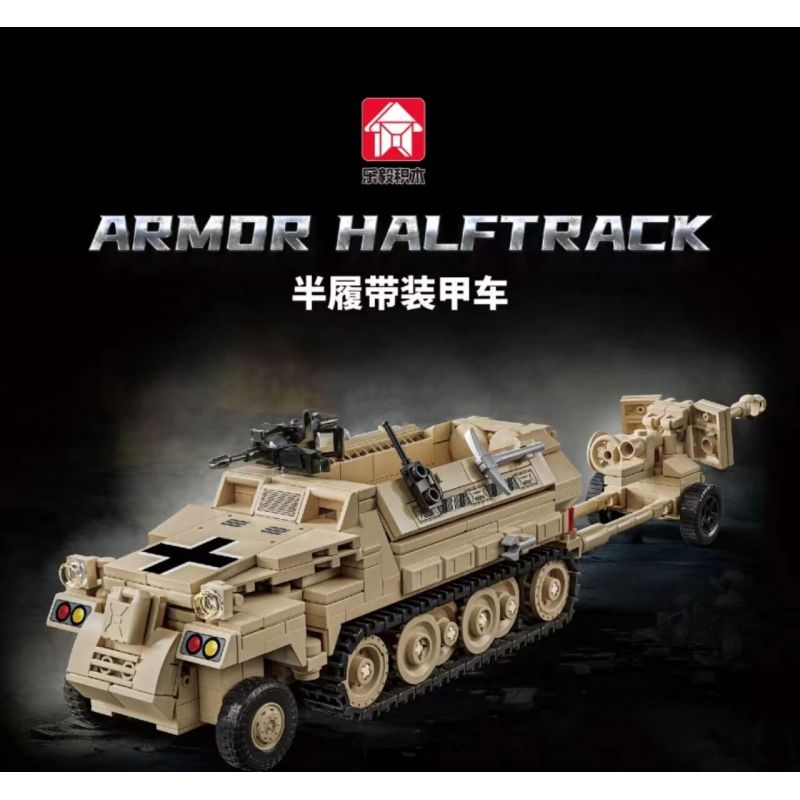 LE YI 66063 XE BỌC THÉP NỬA ĐƯỜNG bộ đồ chơi xếp lắp ráp ghép mô hình Military Army ARMOR HALFTRACK Quân Sự Bộ Đội 562 khối