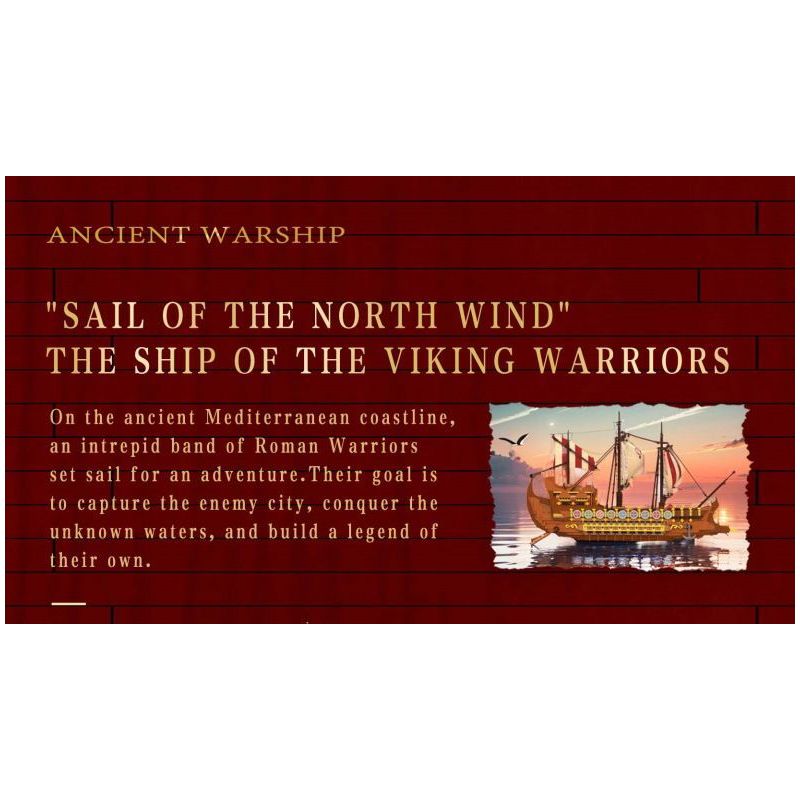 BAKA TECHNOLOGY 33303 TÀU CHIẾN CỔ VIKING bộ đồ chơi xếp lắp ráp ghép mô hình Historical ANCIENT WARSHIP 2073 khối