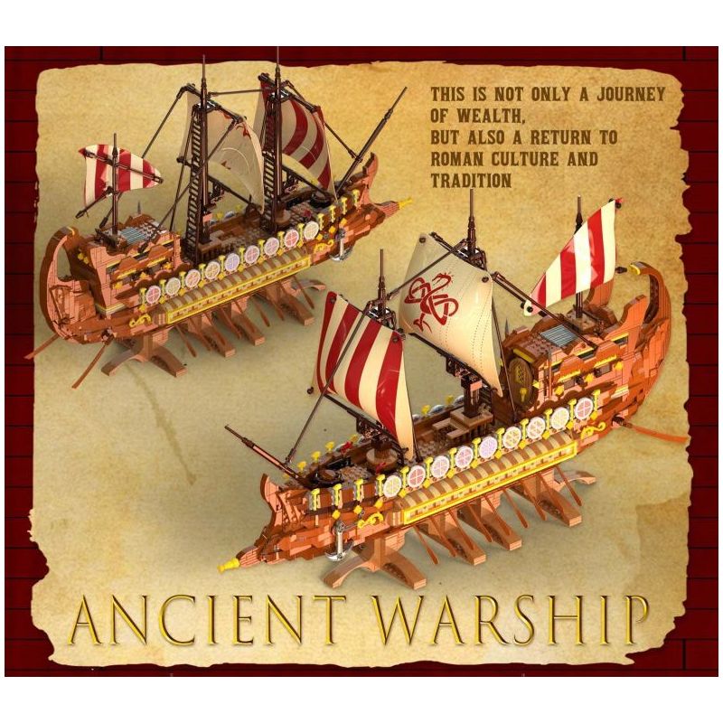 BAKA TECHNOLOGY 33303 TÀU CHIẾN CỔ VIKING bộ đồ chơi xếp lắp ráp ghép mô hình Historical ANCIENT WARSHIP 2073 khối