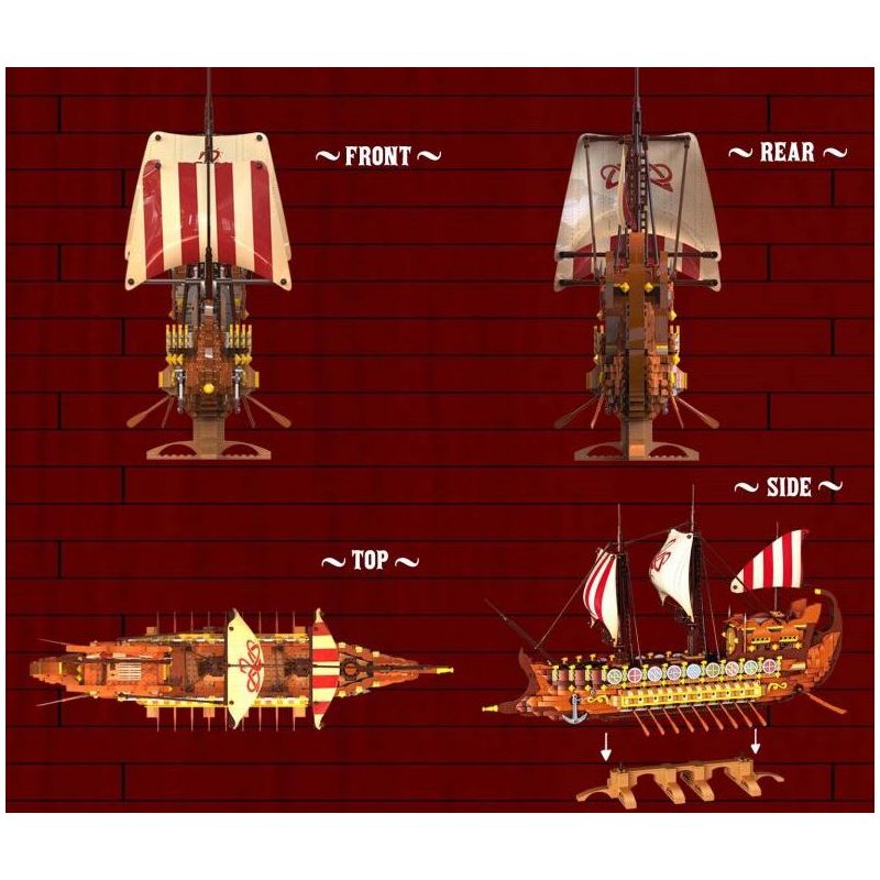 BAKA TECHNOLOGY 33303 TÀU CHIẾN CỔ VIKING bộ đồ chơi xếp lắp ráp ghép mô hình Historical ANCIENT WARSHIP 2073 khối