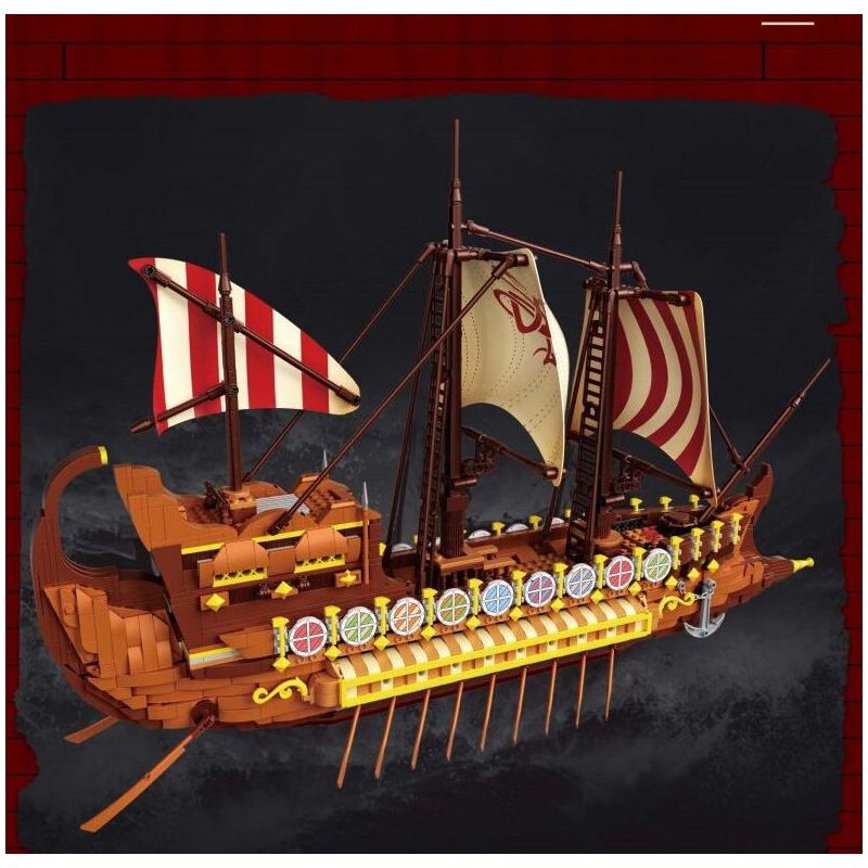 BAKA TECHNOLOGY 33303 TÀU CHIẾN CỔ VIKING bộ đồ chơi xếp lắp ráp ghép mô hình Historical ANCIENT WARSHIP 2073 khối