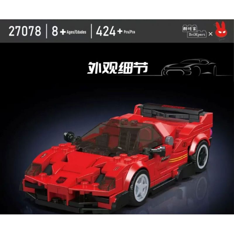 MouldKing 27078 Mould King 27078 MẪU XE THỂ THAO Ý TƯỞNG F4T LM bộ đồ chơi xếp lắp ráp ghép mô hình Speed Champions Racing Cars Đua Xe Công Thức 424 khối