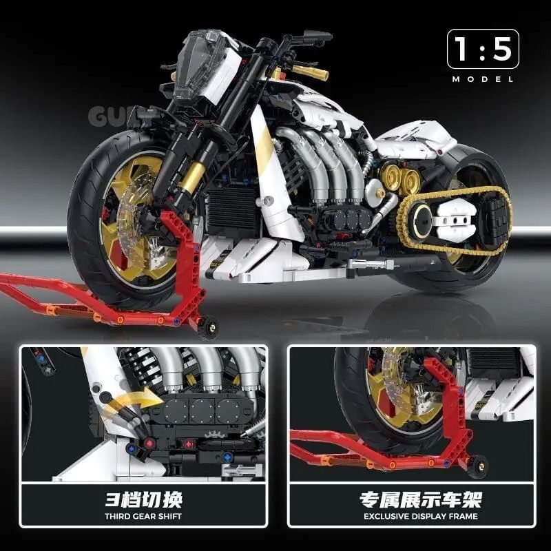 GULY 60522 RACEFORGE XE MÁY TỐC ĐỘ TỐI ĐA 1:5 tỷ lệ 1:5 bộ đồ chơi xếp lắp ráp ghép mô hình Technic Kỹ Thuật Công Nghệ Cao Mô Hình Phương Tiện 2000 khối