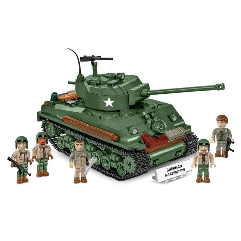 Lego COBI 3118 Sherman M4A2E8(76)W Xếp hình lắp ráp ghép mô hình Xe tăng Sherman M4A2E8