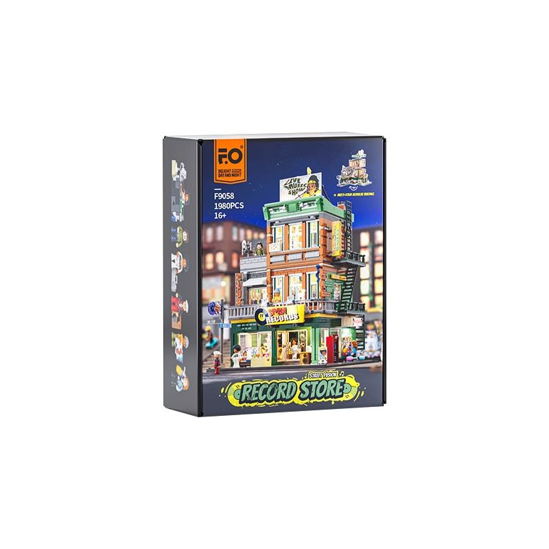 LUMIBRICKS FUNWHOLE F9058 9058 PHỐ MỸ CỬA HÀNG BĂNG ĐĨA bộ đồ chơi xếp lắp ráp ghép mô hình Creator RECORD STORE Sáng Tạo 1980 khối