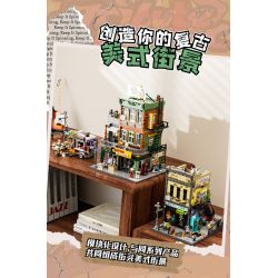 LUMIBRICKS FUNWHOLE F9058 9058 PHỐ MỸ CỬA HÀNG BĂNG ĐĨA bộ đồ chơi xếp lắp ráp ghép mô hình Creator RECORD STORE Sáng Tạo 1980 khối