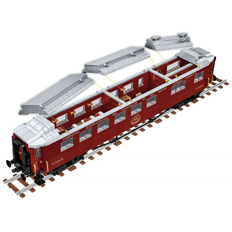 Lego COBI 6291 Compiègne Wagon Xếp hình lắp ráp ghép mô hình Xe du lịch Compiègne Vận chuyển Foch Vận chuyển đình chiến