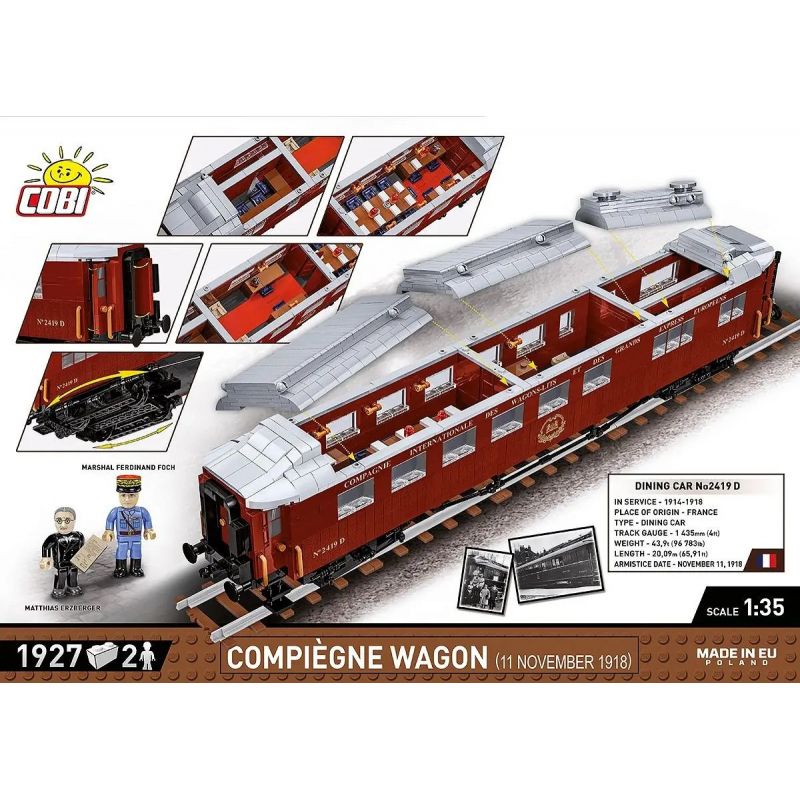 COBI 6291 6289 XE DU LỊCH COMPIÈGNE/VẬN CHUYỂN FOCH/VẬN ĐÌNH CHIẾN tỷ lệ 1:35 bộ đồ chơi xếp lắp ráp ghép mô hình City COMPIÈGNE WAGON Thành Phố 1945 khối