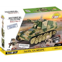 COBI 2598 PHÁO TỰ HÀNH WASP CỦA ĐỨC tỷ lệ 1:28 bộ đồ chơi xếp lắp ráp ghép mô hình Military Army SD.KFZ.124 WESPE - EXECUTIVE EDITION Quân Sự Bộ Đội 855 khối