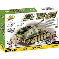 COBI 2598 PHÁO TỰ HÀNH WASP CỦA ĐỨC tỷ lệ 1:28 bộ đồ chơi xếp lắp ráp ghép mô hình Military Army SD.KFZ.124 WESPE - EXECUTIVE EDITION Quân Sự Bộ Đội 855 khối