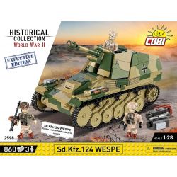 COBI 2598 PHÁO TỰ HÀNH WASP CỦA ĐỨC tỷ lệ 1:28 bộ đồ chơi xếp lắp ráp ghép mô hình Military Army SD.KFZ.124 WESPE - EXECUTIVE EDITION Quân Sự Bộ Đội 855 khối