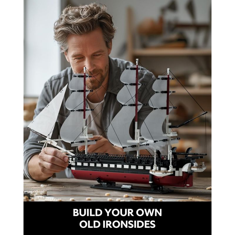 NIFELIZ NF10239 10239 KHINH HẠM USS HIẾN PHÁP bộ đồ chơi xếp lắp ráp ghép mô hình Creator OLD IRONSIDES NAVY SHIP Sáng Tạo 1603 khối