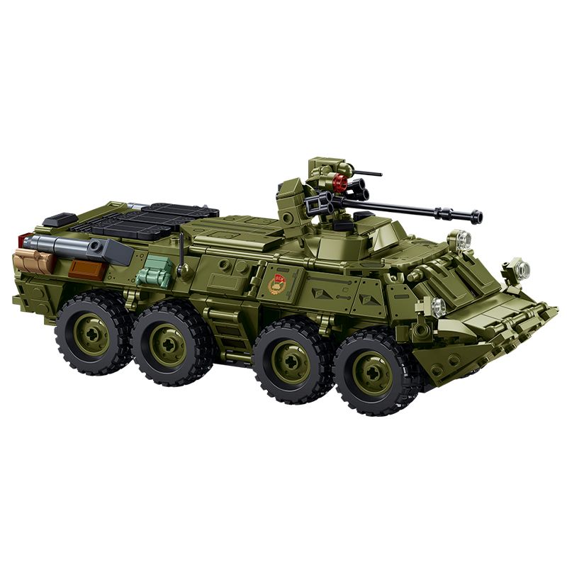 Lego Sluban M38-B1251 Xếp hình lắp ráp ghép mô hình Xe chiến đấu bánh lốp BTR-80AS IFV