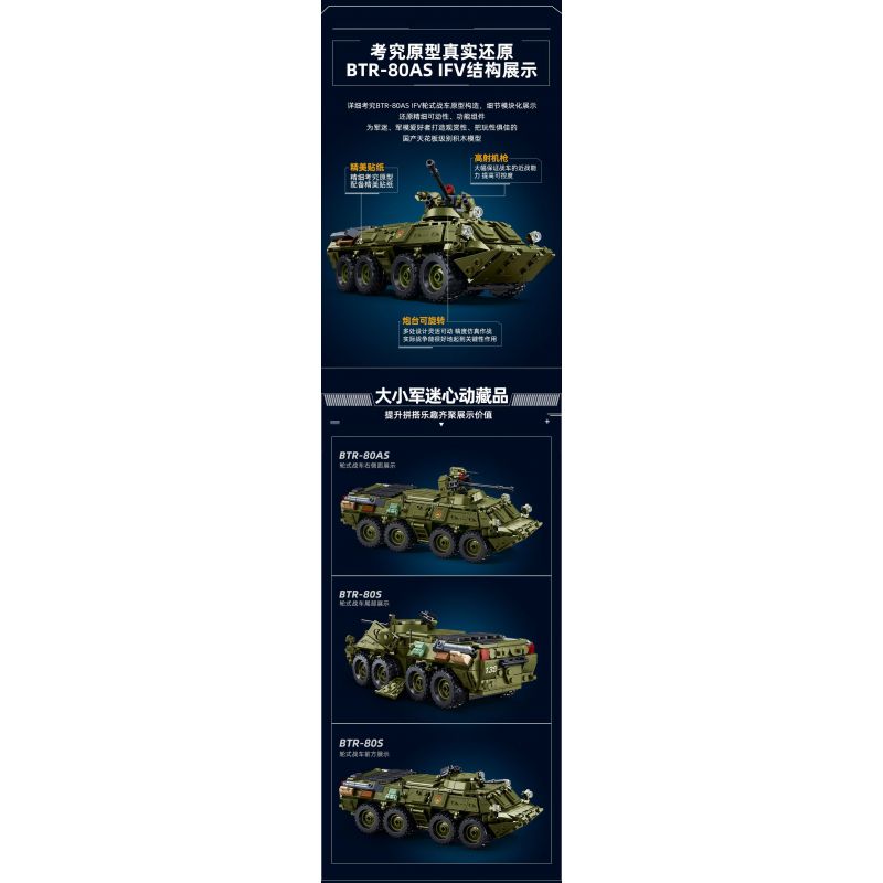 SLUBAN M38-B1251 B1251 1251 M38B1251 38-B1251 XE CHIẾN ĐẤU BÁNH LỐP BTR-80AS IFV tỷ lệ 1:35 bộ đồ chơi xếp lắp ráp ghép mô hình Military Army Quân Sự Bộ Đội 619 khối