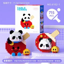 WHAT 6102-1 PING PONG NHÀ VÔ ĐỊCH PANDA bộ đồ chơi xếp lắp ráp ghép mô hình 715 khối