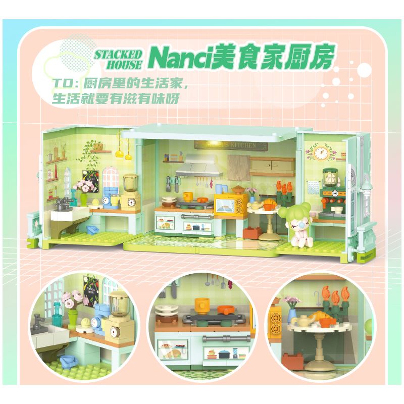 JAKI HK135 NHÀ NANCI JENGA BẾP DÀNH CHO NGƯỜI SÀNH ĂN bộ đồ chơi xếp lắp ráp ghép mô hình