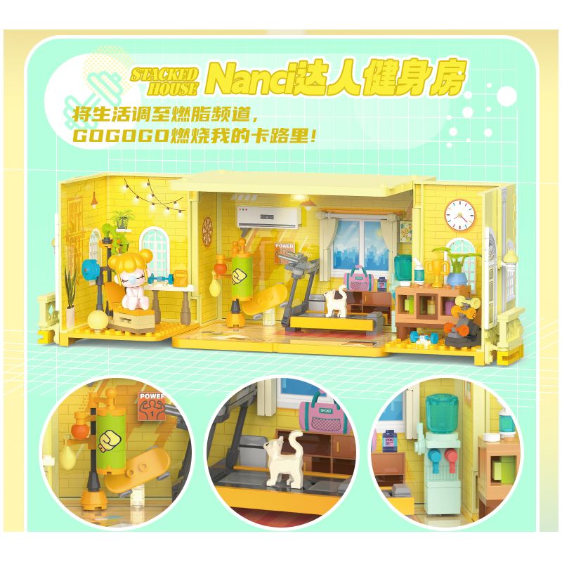 JAKI HK136 NGÔI NHÀ NANCI JENGA SÂN THƯỢNG BẦU TRỜI ĐẦY SAO bộ đồ chơi xếp lắp ráp ghép mô hình