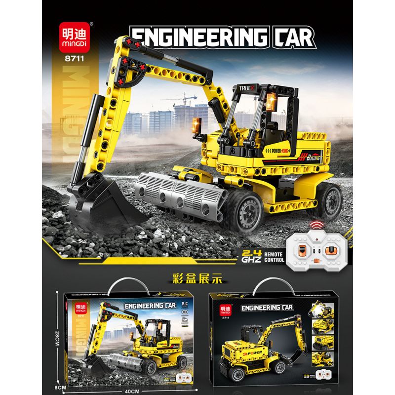 MINGDI LEIBAO 8711 MÁY XÚC BÁNH LỐP ĐIỀU KHIỂN TỪ XA bộ đồ chơi xếp lắp ráp ghép mô hình Technic ENGINEERING CAR Kỹ Thuật Công Nghệ Cao Mô Hình Phương Tiện