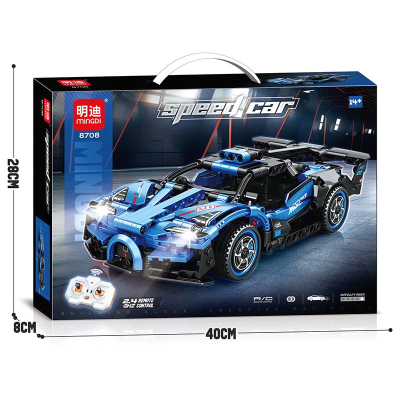 Lego minGDi LEIBAO 8708 Xếp hình lắp ráp ghép mô hình Xe thể thao màu xanh điều khiển từ xa