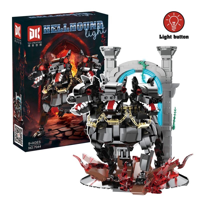 DK 7044 CHÓ BA ĐẦU CỔNG ĐỊA NGỤC bộ đồ chơi xếp lắp ráp ghép mô hình HELLHOUND 820 khối