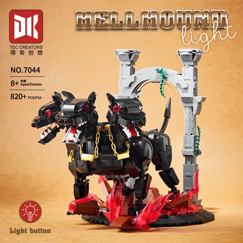 DK 7044 CHÓ BA ĐẦU CỔNG ĐỊA NGỤC bộ đồ chơi xếp lắp ráp ghép mô hình HELLHOUND 820 khối