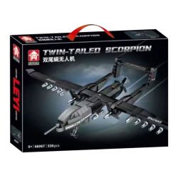LE YI 66067 MÁY BAY KHÔNG NGƯỜI LÁI BỌ CẠP ĐUÔI ĐÔI bộ đồ chơi xếp lắp ráp ghép mô hình Military Army TWIN-TAILED SCORPION Quân Sự Bộ Đội 536 khối