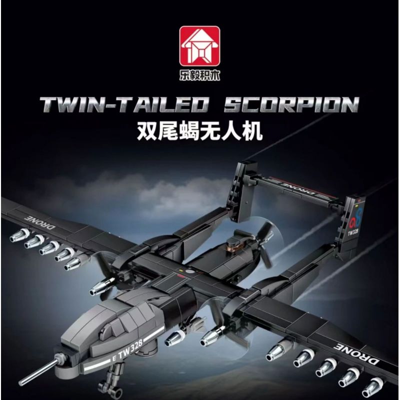 LE YI 66067 MÁY BAY KHÔNG NGƯỜI LÁI BỌ CẠP ĐUÔI ĐÔI bộ đồ chơi xếp lắp ráp ghép mô hình Military Army TWIN-TAILED SCORPION Quân Sự Bộ Đội 536 khối