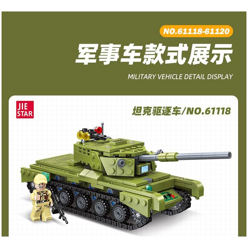 JIESTAR 61119 TÀU DIỆT TĂNG bộ đồ chơi xếp lắp ráp ghép mô hình Military Army Quân Sự Bộ Đội 455 khối